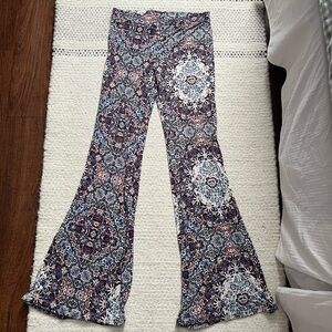 American Eagle Outfitters Navy, White & Rust Boho Flared Leggings